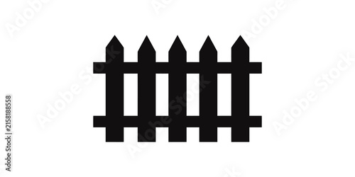 Obraz na plátně Wooden picket fence silhouette icon for garden and home yard design