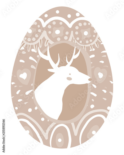 Canvastavla Png brown deer easter egg illustration, transparent background