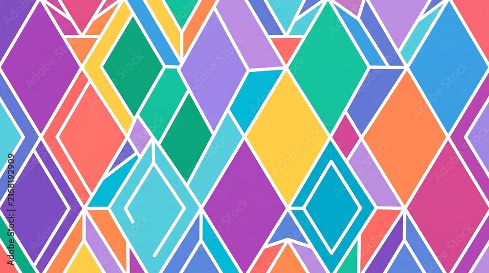 Abstract diamond shaped stained glass mosaic tile pattern featuring bright multicolored tones abstract geometric colorful background illustration creative decoration
