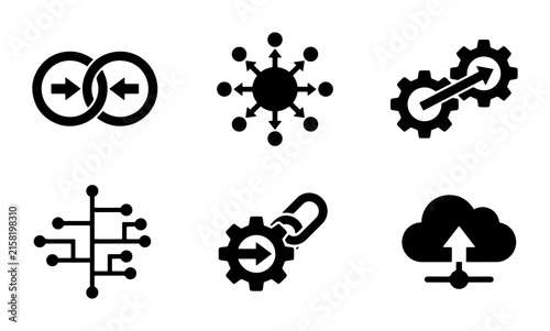 Connectivity Icons, Network Symbols, Data Flow Graphics, Technology Concepts, 6 Vector Elements