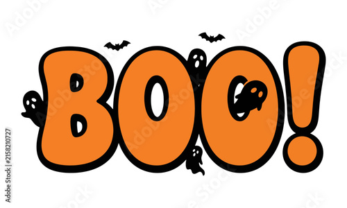 BOO Halloween Typography with Bold Orange Cartoon Lettering