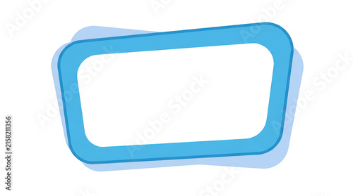 Blue rectangular speech bubble frame with a soft shadow effect isolated on transparent background