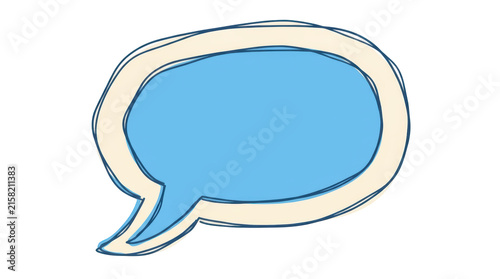 Handdrawn style blue speech bubble icon with beige border isolated on transparent background