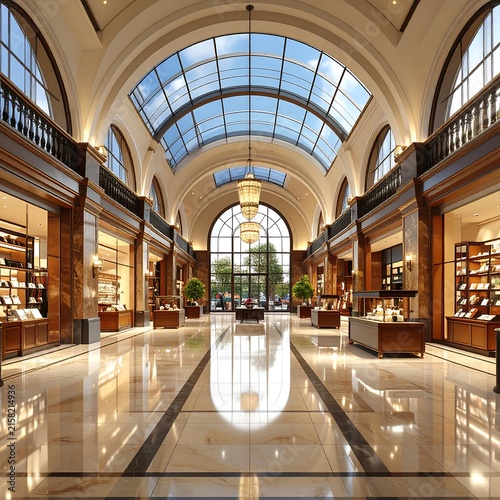 Grand interior of historic European train station hall.