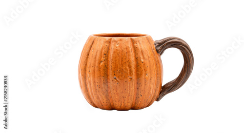 Cuadro en lienzo Whimsical ceramic pumpkin mug with a rustic brown handle for autumn beverages