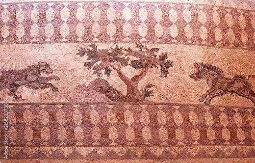 House of Dionysus, archaeological site of Nea Paphos, Cyprus. Hunting scene mosaic