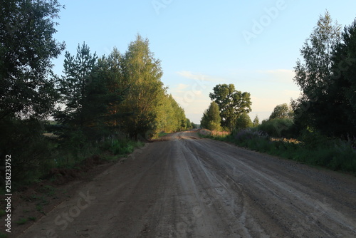 country road in the morning
