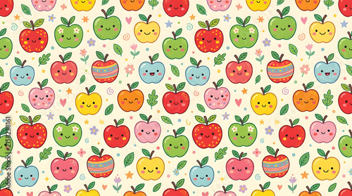 Vibrant seamless apple fruit pattern for fabric, wallpaper, and print design projects