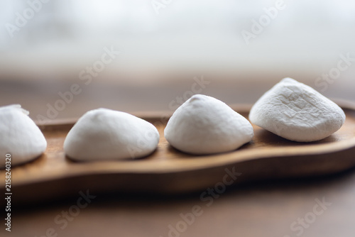 Close-up of chocolate covered marshmallow with soft texture