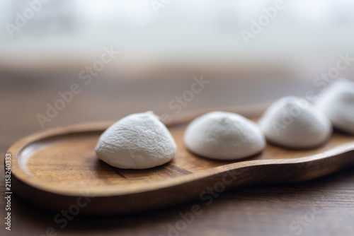 Close-up of chocolate covered marshmallow with soft texture