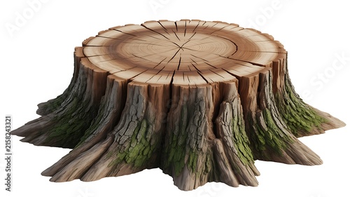 Old brown tree stump with moss in the forest