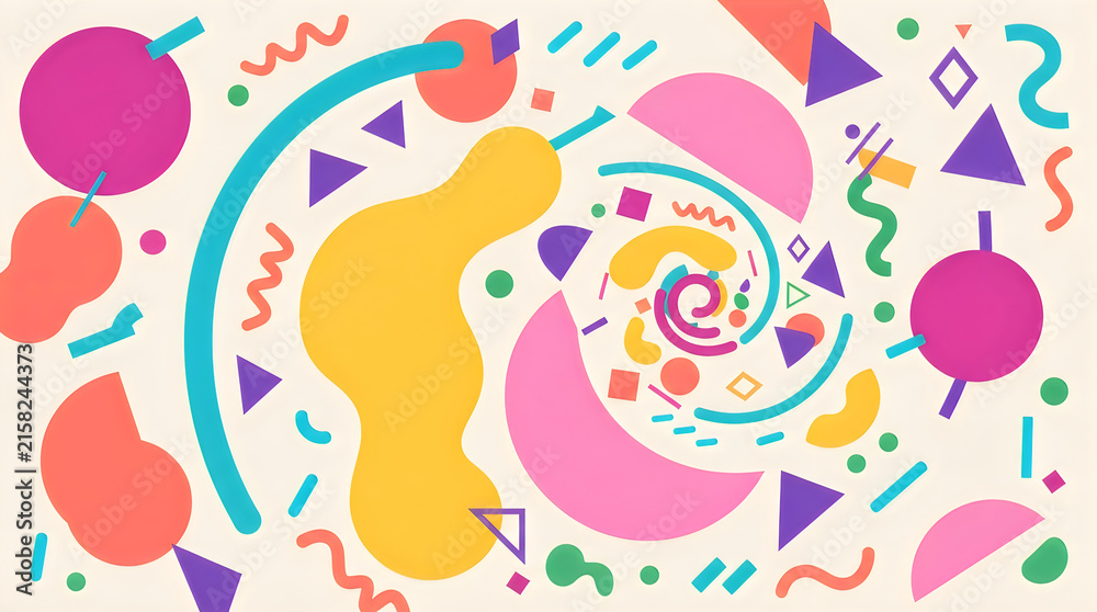Naklejka premium Colorful abstract shapes and swirls design