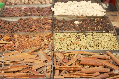 Traditional Nepalese Spices for Sale at a Local Market in Kathmandu, Nepal