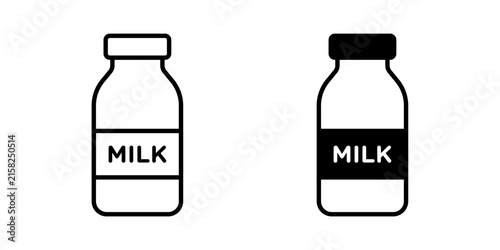 Milk bottle icon line art pictograms set