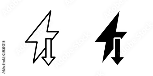 Energy reduction icon line art pictograms set