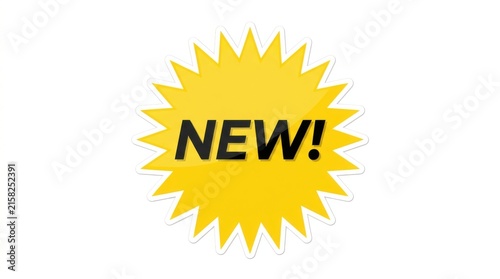 Yellow starburst shape with the word new displayed prominently isolated on a white background star-shaped bright graphic vector illustration sign