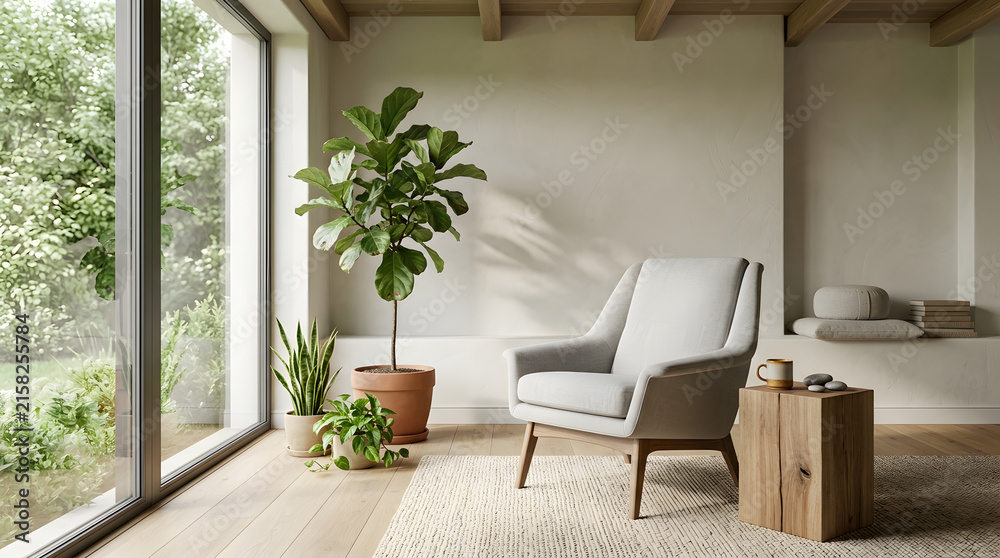 Fototapeta premium Calm modern wellness interior for mindfulness and mental wellbeing