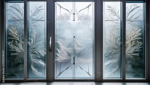 glass panel door with a frosted design and sleek frame