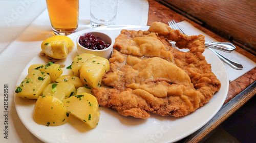 Schnitzel and potatoes on a plate