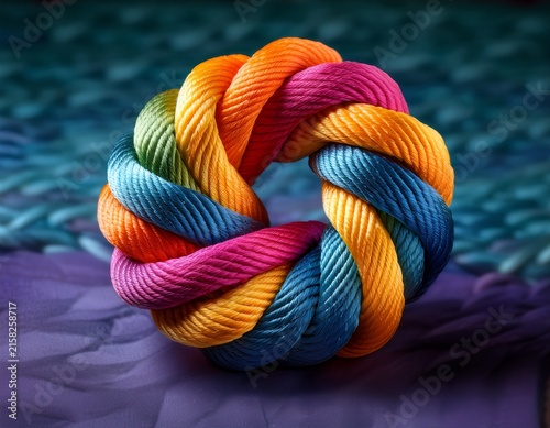 vibrant ropes tied in a circular knot pattern representing unity and cooperation