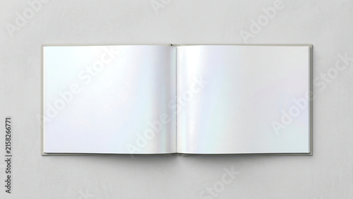 Minimalist open sketchbook with white blank pages