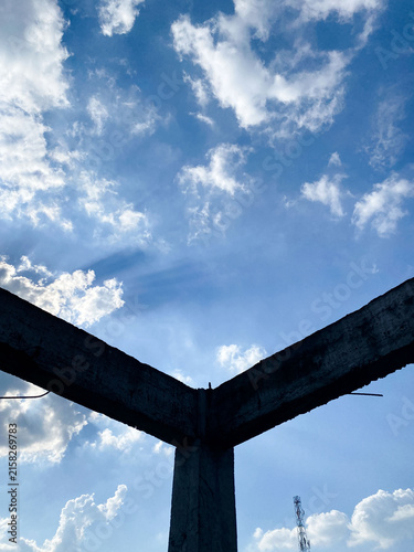 Supporting pillar with sky background
