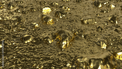 Fotografie Shimmering Gold Nuggets Scattered Across a Rocky Surface 3d render