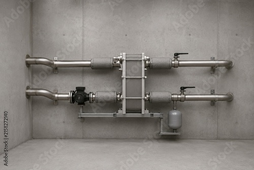Minimal District Heating Substation With Plate Heat Exchanger and Compact Pipework