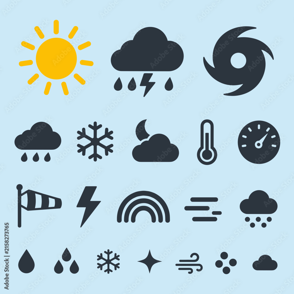 Fototapeta premium Weather forecast symbol icon set