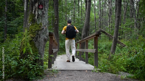 hiking in the woods