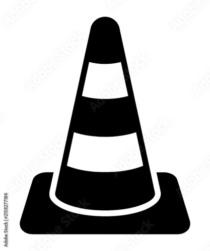 Black and white traffic cone icon