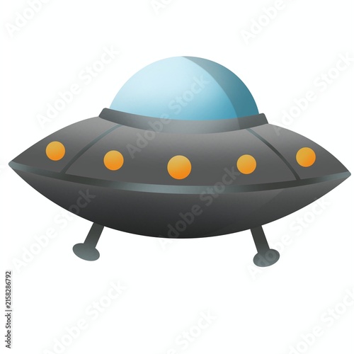 Fotografie Flying saucer ufo alien spaceship cartoon illustration isolated on white backgro