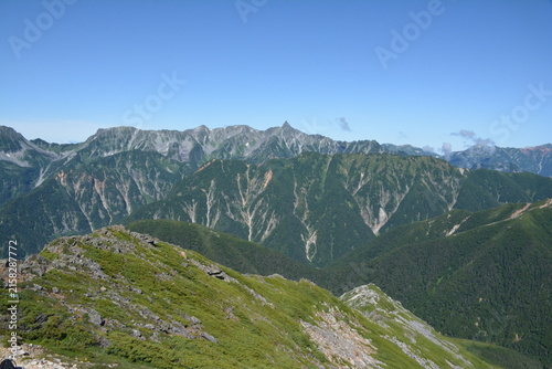 常念岳山頂から見た槍ヶ岳連邦