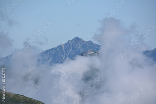 常念岳山頂から見た剱岳