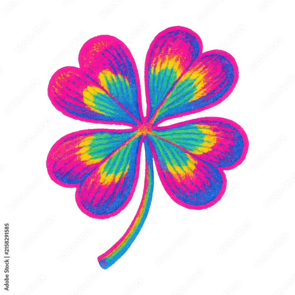 Naklejka premium PNG Vibrant psychedelic four-leaf clover