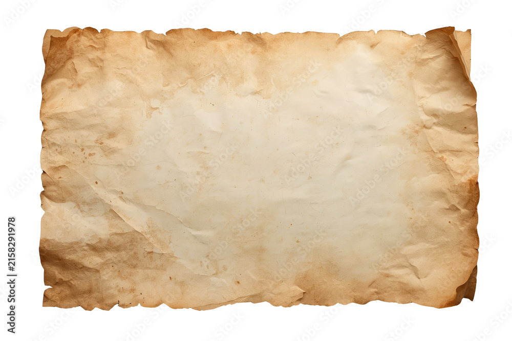 Fototapeta premium Aged blank parchment sheet with rough darkened edges