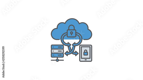 Secure cloud computing and data synchronization icon.