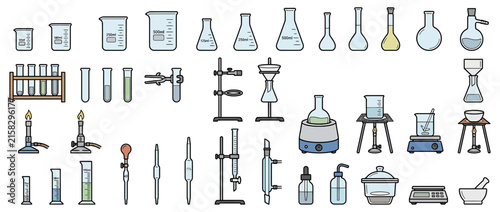 фотографія Collection of assorted laboratory equipment on transparent background