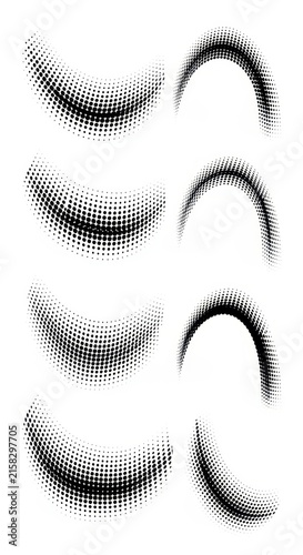 Black and white dotted arch and curve patterns.