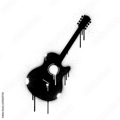 Black and white dripping paint guitar silhouette.