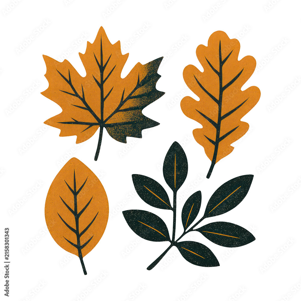 Naklejka premium PNG Vintage autumn leaves illustration.