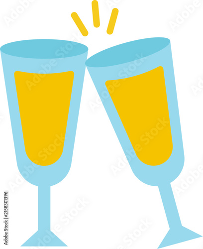 Two Champagne Glasses Clinking for Birthday Celebration Vector Illustration