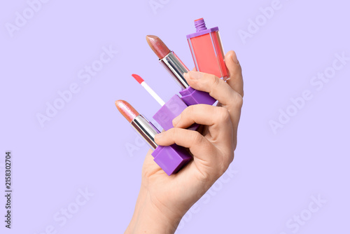 Female hand with different ...