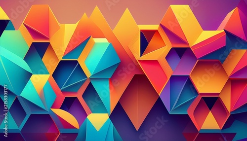colorful geometric shapes on gradient background