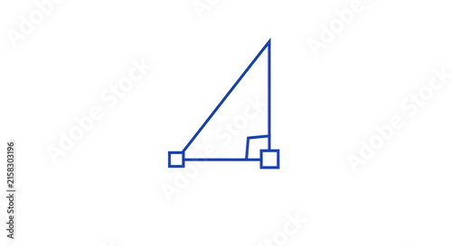Blue right triangle with right angle indicator.