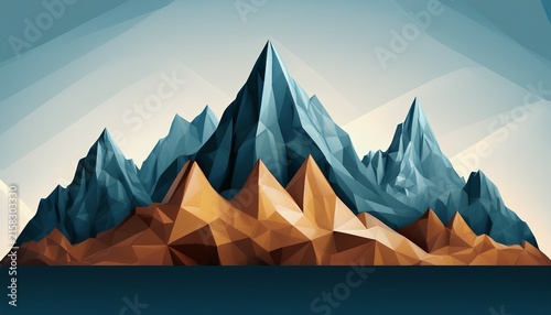 low poly abstract mountain range with sharp angular peaks the mountains have rough textures and rugged forms