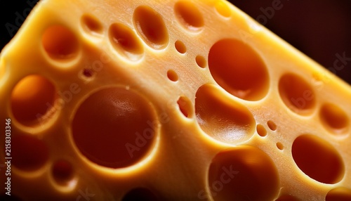 macro close up of porous golden cheese texture natural holes and organic pattern warm lighting gourmet food background rich detail premium