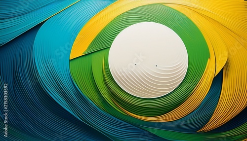 vibrant green and blue abstract soccer field background with white circle and yellow accents
