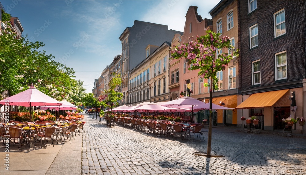 Fototapeta premium outdoor cafac scene in a vibrant city neighborhood