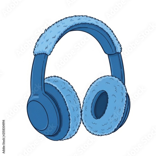 Blue Wireless Headphones Isolated on White Background.